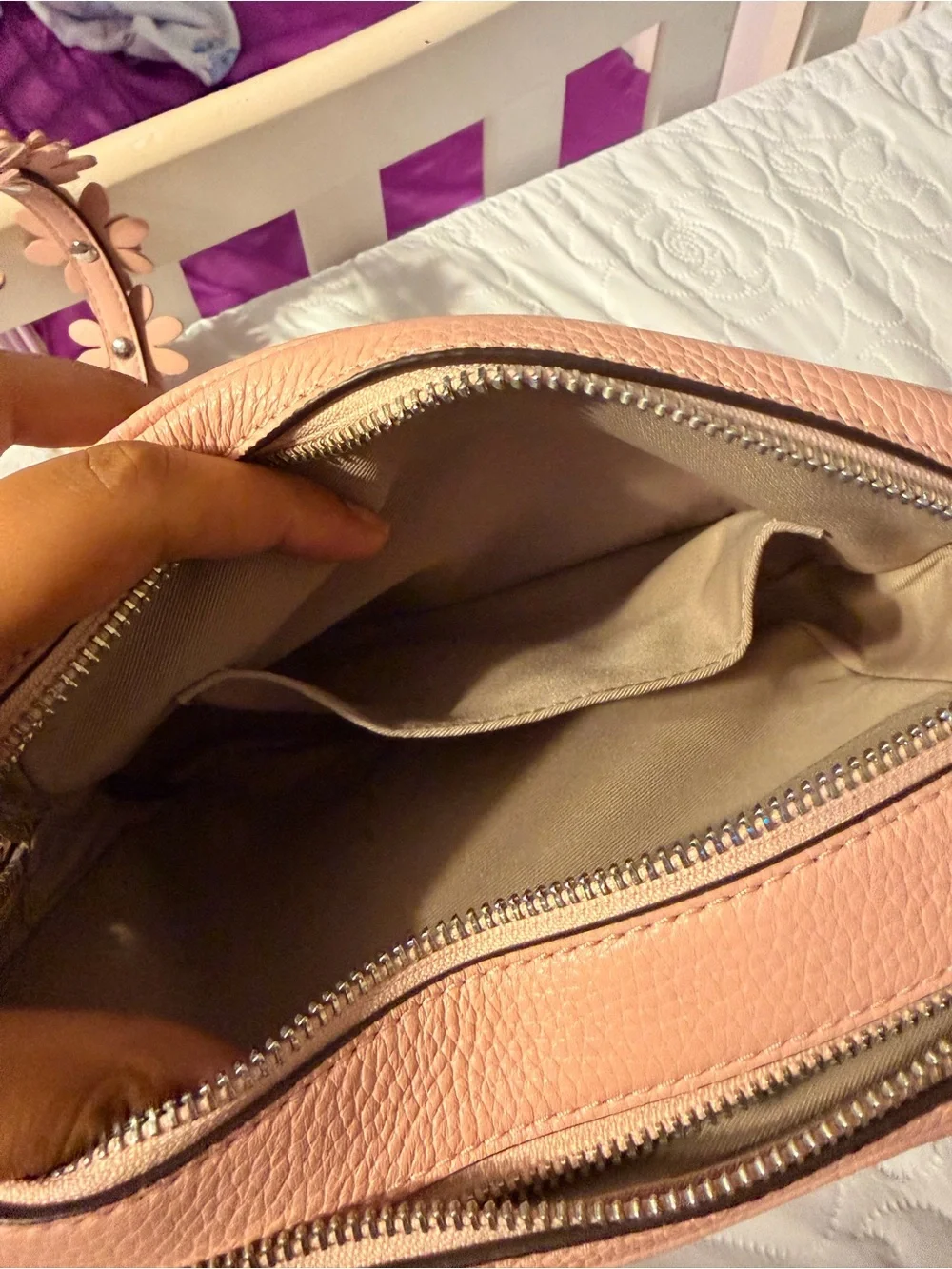 Michael Kors Blush Pink Leather Crossbody with Floral Strap